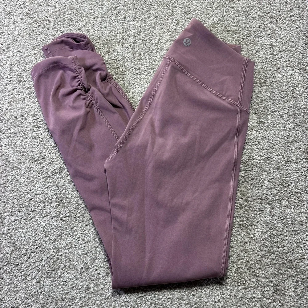 Lululemon Leggings Womens 4 Purple Ruched Gathered Ankle High‎ Rise Pants Gym